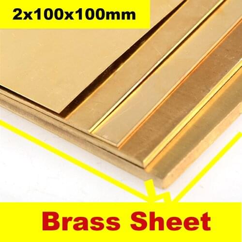 H62 Brass Sheet 2x100x100mm Brass Plate Customized Size Material Laser Cutting CNC Frame Model Metal DIY Contruction Brass Pad