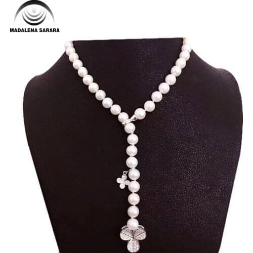 MADALENA SARARA ELEGANTE AAA 8MM FRESHWATER PEARL NECKLACE White Pearl With Butterfly Clasp MD-NK-001015