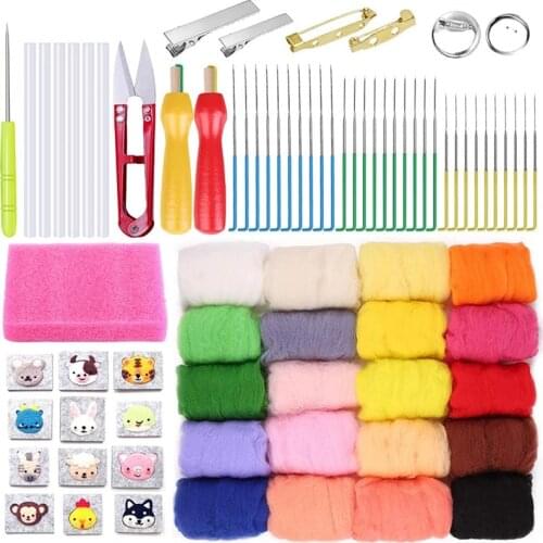 LMDZ 78PCS Needle Felting Kit, Wool Felting Kit, 20 Colors Wool Roving for Needle Felting(10g/Color), Needle Felting Starter Kit