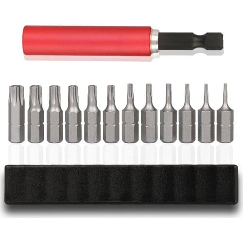 13pcs Screwdriver Set with Bit Tip Holder 1/4 Inch Magnetic Screwdriver Bits Torx Bit with Hole