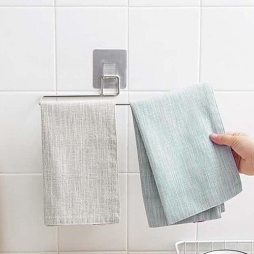 Stainless Steel Fixed Bath Towel Holder Bathroom Towel Bar Wall Mounted Towel Hanger Single Hook Towel Racks 1.9