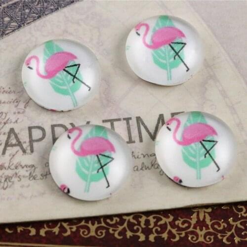 New Fashion 20pcs 12mm Pink Swan Handmade Photo Glass Cabochons Pattern Domed Jewelry Accessories Supplies-E6-25