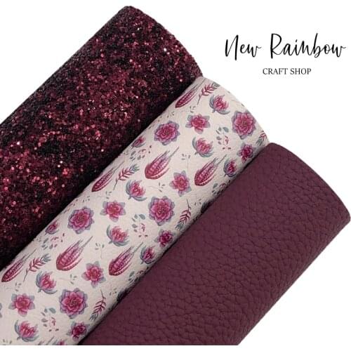 New Rainbow 22X30cm A4 Pastel Pale Florals Pattern Litchi Faux Leatherette Sheet For Making Bows, Earrings, Accessories