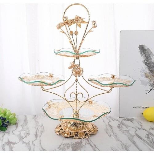 New light luxury style creative family living room hotel tea table crystal fruit plate multilayer European fruit plate wholesale