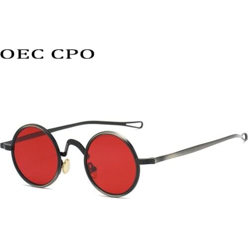 OEC CPO Round Vintage Sunglasses Men Brand Retro Steampunk Sunglasses Women Personality Small Frame Eyeglasses Ladies UV400 O972