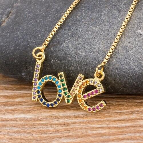 2020 New Arrival Love Letter Pendant Necklace Gold Color Name Jewelry Chain Chocker For Women Girls Birthday Wedding Party Gift
