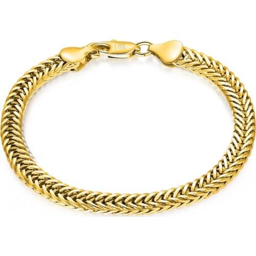 Punk Gold color Chain Bangles Bracelet For Men Classic Fox tail chain Cuff Jewelry Gift Dropshipping Wholesale 6mm width