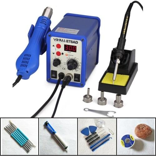 ESD Hot Air Gun Soldering Station Welding Solder Iron YIHUA 878AD Constant Temperature Antistatic 2 In 1 Soldering Station