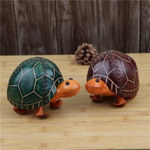 The First Layer Of Leather Small Turtle Piggy Bank Handmade Creative Desktop Ornaments Leather Coin Storage Tank
