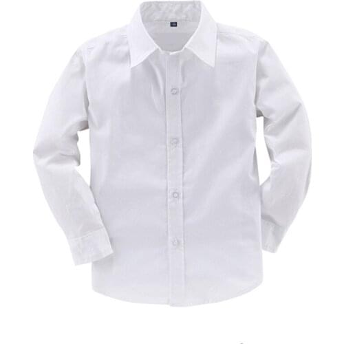 Casual Boy Shirts Cotton Spring Autumn 2021 Children Clothes Cotton Turn-down Collar Long Sleeve Tops Teenage Bottom Shirt 2-16T