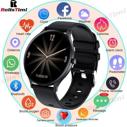 Rollstimi 2021 Women Smart Watch Real-time Weather Forecast Activity Tracker Heart Rate Monitor Sports Ladies Smart Watch Men