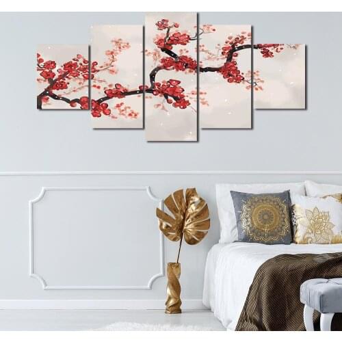 Modern Canvas Painting Cherry Blossoms Posters and Prints Wall Art Picture for Living Room Home Decor with Frame