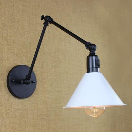 Modern retro metal adjust swing arm wall lamps White painted for living room study room office bedroom corridor E27 Wall light
