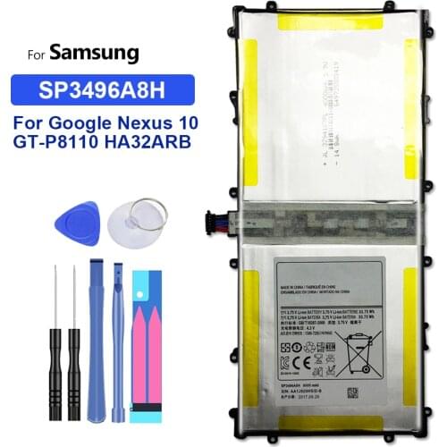 SP3496A8H Tablet Li-Polymer Battery For Samsung Google Nexus 10 GT-P8110 HA32ARB Nexus10 Battery 9000mAh