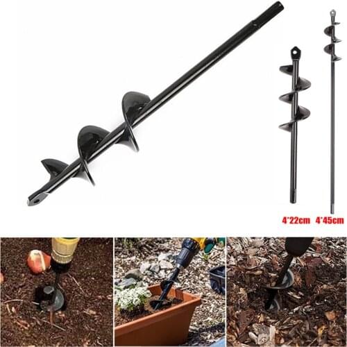 22/45cm Spiral Drill Bit Auger Garden Planting Loose Soil Short Rod Drill Long Rod Auger Drill Bit