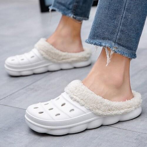 ZEEKSON 2020 Winter Cotton Slippers Thick-soled Indoor Non-slip Home Warmth Plus Velvet Cotton Shoes Baotou Slippers Men