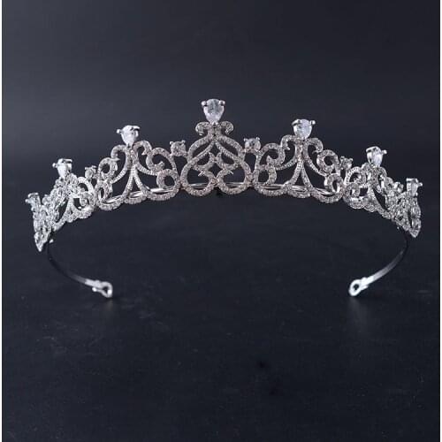 New Arrival Noble Zircon Princess Tiara Fashion Silver Plated Rhinestone Crown for Bride Wedding Hair Accessories tiara de noiva
