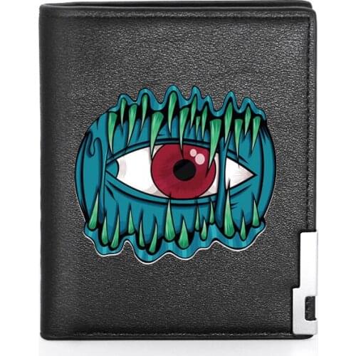 High Quality Luxury Demon Eye Printing Leather Wallet Credit Card Holder Short Male Slim Purse For Men
