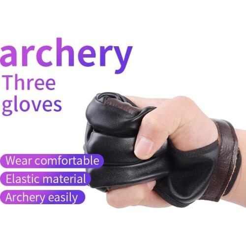 1 PCS Archery Gloves 3 Fingers Anti-Slip Breathable Archery Guard Hand Finger Protection Shooting Gloves for Outdoor Sports
