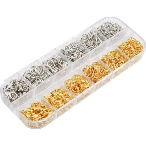 1284pcs/Box 4mm 5mm 6mm 7mm 8mm Mixed Open Jump Rings 12x7mm Lobster Clasps Jewlery Making Supplies Diy Jewelry Findings