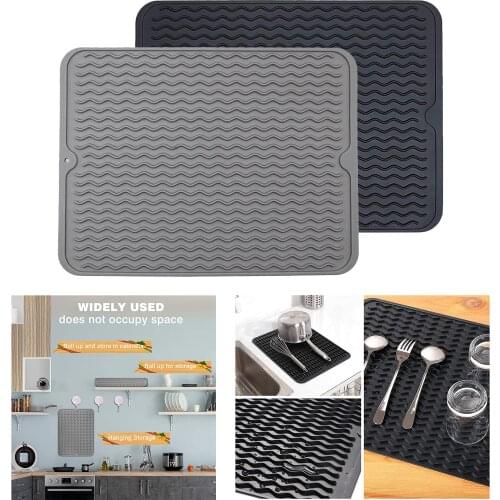 16x12inch Silicone Dish Drying Mat Large Durable & Flexible Hot Pads BPA Free