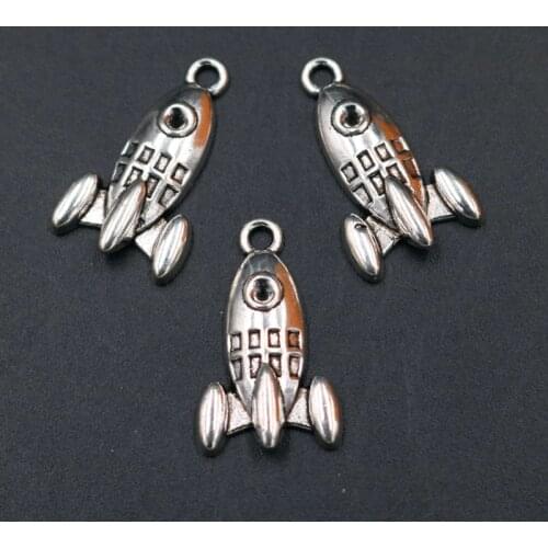 20pcs Silver Plated Space Shuttle Metal Pendant DIY Charm Hip Hop Style Bracelet Earrings Jewelry Crafts Making 23*13mm A1806