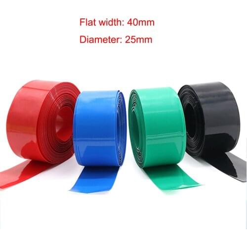 3M Width 40mm PVC Heat Shrink Tube Dia 25mm AA 9V RCR-V3/CRV3 Lithium Battery Pack Insulated Film Wrap Protection Case Wire