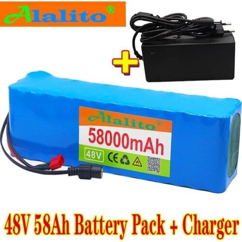 48v lithium ion battery 48v 58Ah 1000w 13S3P Lithium ion Battery Pack For 54.6v E-bike Electric bicycle Scooter with BMS+charger