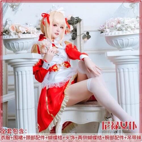 Anime FGO Fate/Grand Order Lolita Nero Claudius Maid Apron Sexy Uniform Cosplay Costume Halloween Women Free shipping New 2020