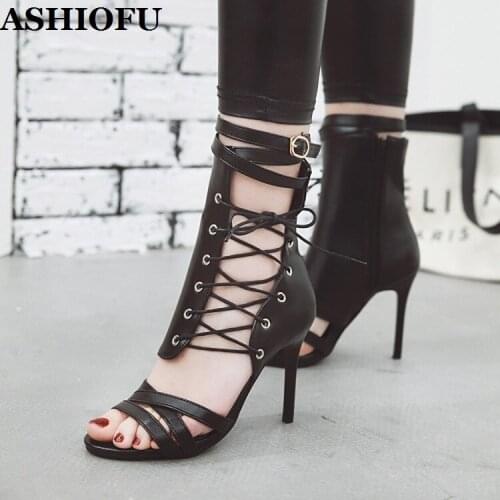 ASHIOFU Classic Wholesale Womens Stiletto Heeled Sandals Striped&Buckles Party Prom Summer Shoes Evening Club Fashion Sandals