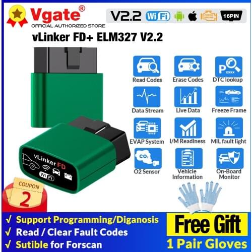 Vgate vLinker FD+ ELM327 V2.2 Forscan for ford Scanner Bluetooth ELM 327 wifi OBD 2 OBD2 Car Diagnostic ODB2 MS CAN Auto Tool