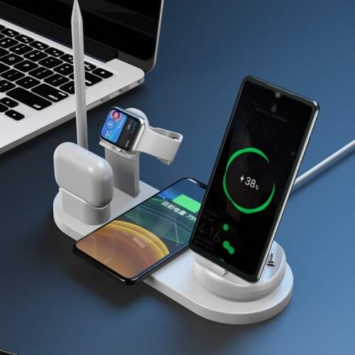 WS15 Wireless Charger 7 in 1 Dock Fast Charging For Apple Watch 6 5 4 Airpods Pro