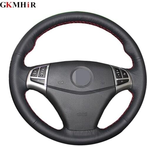 Black Genuine Leather Hand-stitched Car Steering Wheel Cover for Ssangyong Korando 2011-2014 Interio Accessories Parts