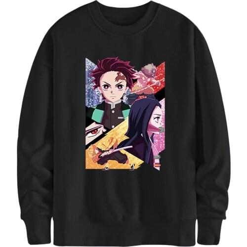 Demon Slayer Fleece Hoodies Sweatshirts Autumn Winter Round Neck Clothing Male 2020 Print Pullovers Breathable Moleton Masculino