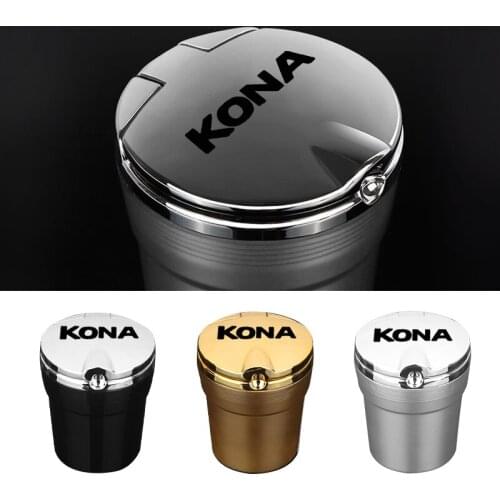 For Hyundai Kona 2014 15 16 Car Logo Ashtray With LED Light Car Ashtray Trash Box Creative Personality Ashtray Car Sign Ashtray