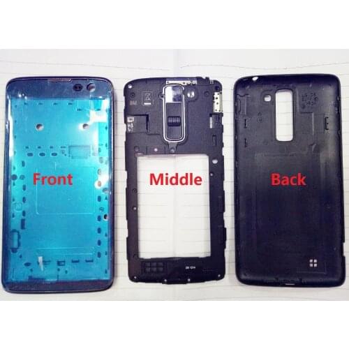 For LG K7 X210 X210DS Front LCD Frame Chassis Middle Camera Lens Glass Bezel Frame Back Rear Battery Cover Case