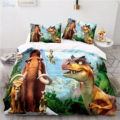 Home Textile 3d Ice Age Pattern Duvet Cover Set with Pillowcase Cartoon Animals Print Bedding Set for Kids/Baby/Child/Boys/Girls