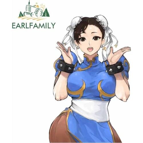 EARLFAMILY 13cm x 8.6cm for The King of Fighters Chun Li Windshield Decal Waterproof Cartoon Car Stickers for Trunk Refrigerator
