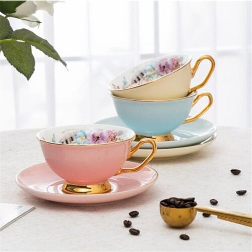 European Ceramic Espresso Coffee Mug Porcelain Afternoon Tea Cup with Saucer Set Office Drinking Water Cup Drinkware 200ML