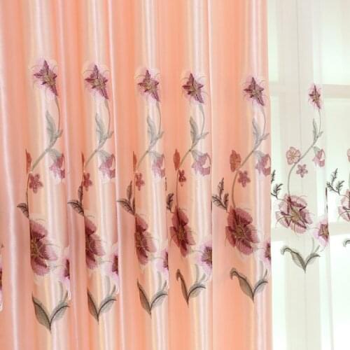 Europe Floral Embroidered Curtain For Window Bedroom Princess Room Luxury Sheer Fabric Tulle Drape For Living Room Blind X185#40