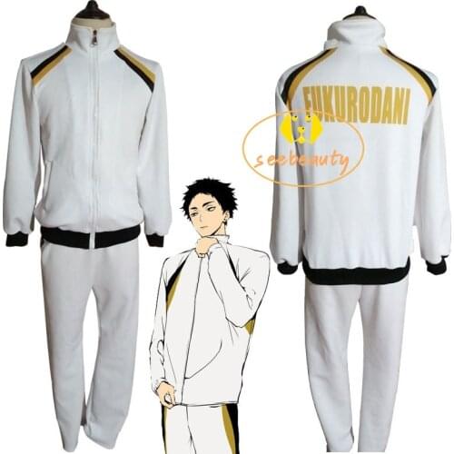 Haikyuu!! Fukurodani Academy Cosplay Costume Kotaro Bokuto Jacket+Pants Uniform Akaashi Keiji Jersey Volleyball Team Sportswear