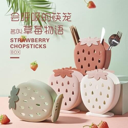 Strawberry Chopstick Cage Kitchen Standing Multifunctional Chopstick Cage Double Drain Chopstick Box Plastic Chopstick Holder