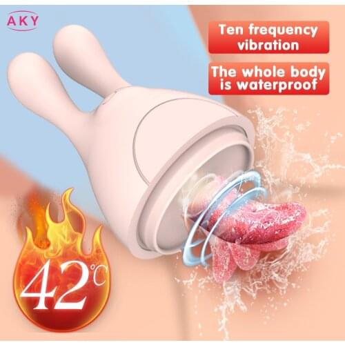 Rabbit Huge Tongue Dildo Vibrator For Women Heating Pussy Licking Toys Oral Blowjob Clitoris Stimulator Masturbate Sex Toys