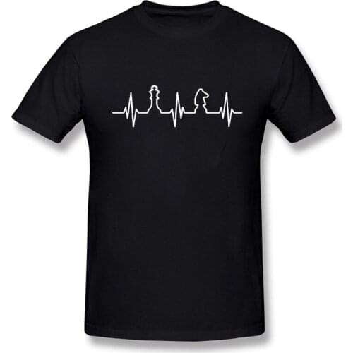 Cool Casual Heartbeat of Chess T Shirt Man Short Sleeve Men Cool Love Playing Chess T-shirts Tee Mans