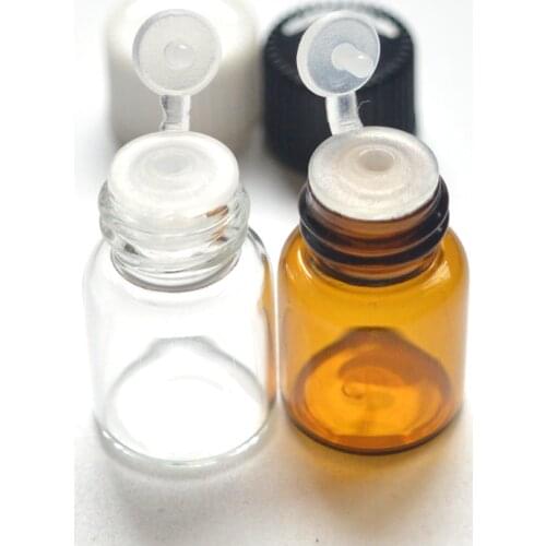 50pcs 2ml Amber Glass Vials Mini Essential Oil Jar with Orifice Reducer and Cap Small Perfume Samples Bottles
