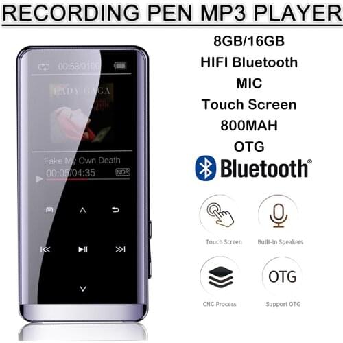 NEW Bluetooth Mp3 Player Hifi Metal Portable Music Walkman Full Touch Screen With FM Radio EBook Voice Recorder Built-in Speaker