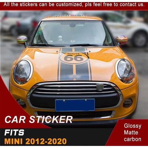 Car Sticker Hood Scoop Stripe Route 66 Graphic Vinyl Car Decals Custom Fit For MINI 2012 2013 2014 2015 2016 2017 2018 2019 2020