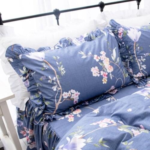 100% cotton floral ruffles lotus edge pillowcase наволочка no zipper envelope pillow sham 2pcs free shipping YYX