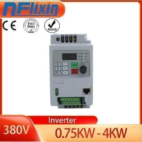 NFlixin 380V 0.75KW - 4KW Mini VFD Variable Frequency Inverter for Motor Speed Control Converter