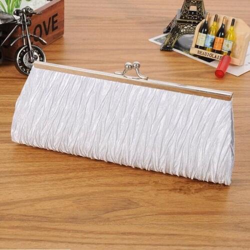 Fashion Women Evening Hand Bag Plated Satin Wedding Purse Bridal Party Purse Chain Dinner Day Clutch Elegant Handbag